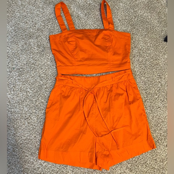 Jason Wu Matching Cotton Shorts Set in Orange, Size Large - Picture 3 of 7